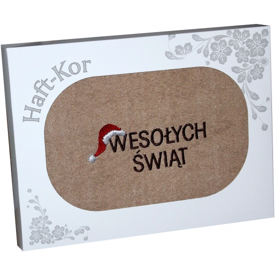 RĘCZNIK 70x140 Z HAFTEM NA PREZENT WESOŁYCH ŚWIĄT