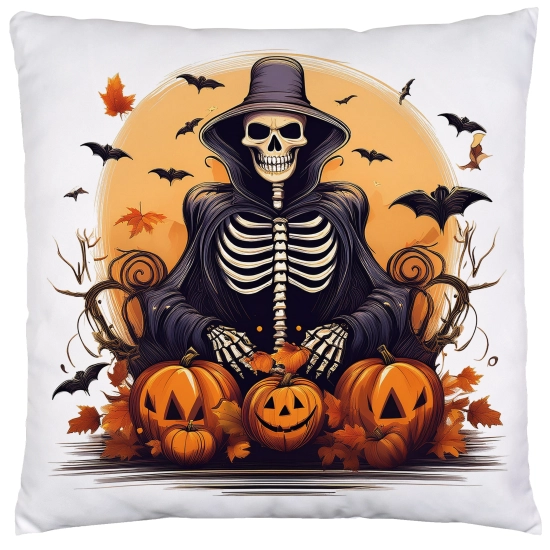 POSZEWKA DEKORACYJNA 40x40 JASIEK OZDOBNA HALLOWEENOWA HALLOWEEN DYNIE STRACH KOŚCIOTRUP