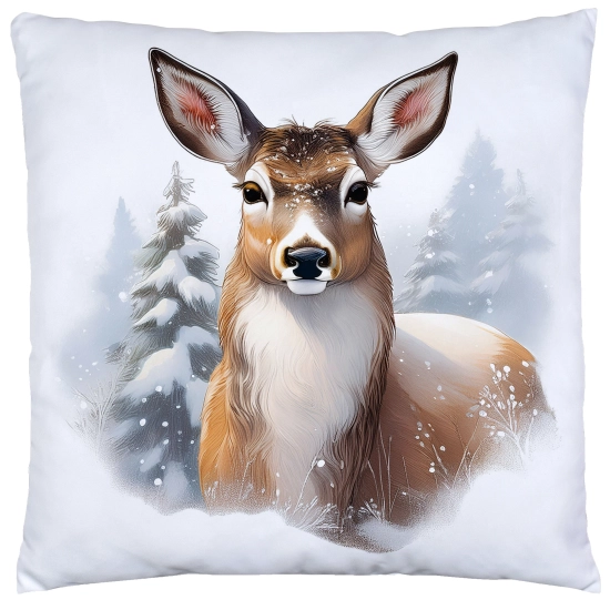 POSZEWKA DEKORACYJNA ŚWIĄTECZNA VELVET 40x40 WELUROWA ZIMOWA JELEŃ RENIFER