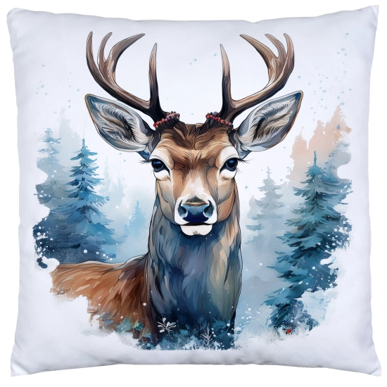 POSZEWKA DEKORACYJNA ŚWIĄTECZNA VELVET 40x40 WELUROWA ZIMOWA JELEŃ RENIFER