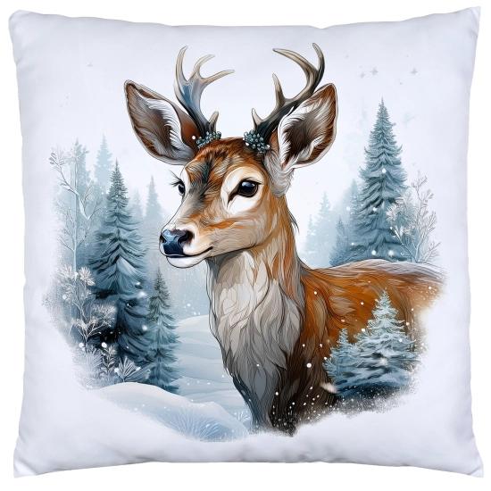 PODUSZKA DEKORACYJNA 40X40 ŚWIĄTECZNA PREZENT ZIMOWA OZDOBNA ŚWIĘTA RENIFER