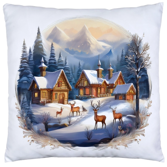POSZEWKA DEKORACYJNA 40x40 JASIEK OZDOBNA ZIMOWA ŚWIĄTECZNA JELEŃ RENIFER
