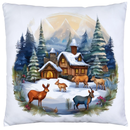 POSZEWKA DEKORACYJNA 40x40 JASIEK OZDOBNA ZIMOWA ŚWIĄTECZNA JELEŃ RENIFER