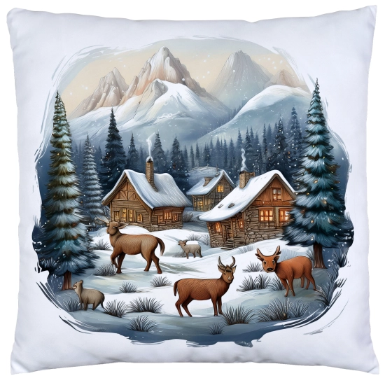 POSZEWKA DEKORACYJNA ŚWIĄTECZNA VELVET 40x40 WELUROWA ZIMOWA JELEŃ RENIFER