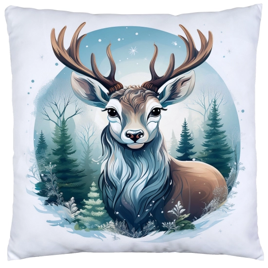 POSZEWKA DEKORACYJNA ŚWIĄTECZNA VELVET 40x40 WELUROWA ZIMOWA JELEŃ RENIFER