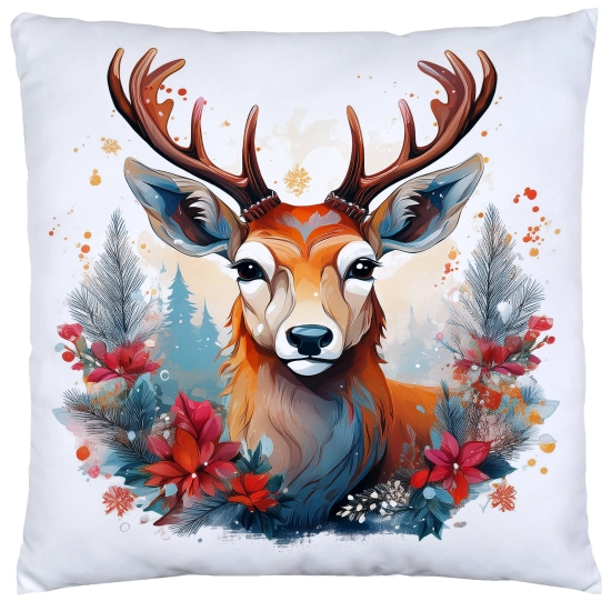 POSZEWKA DEKORACYJNA 40x40 JASIEK OZDOBNA ZIMOWA ŚWIĄTECZNA JELEŃ RENIFER