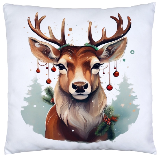 POSZEWKA DEKORACYJNA ŚWIĄTECZNA VELVET 40x40 WELUROWA ZIMOWA JELEŃ RENIFER