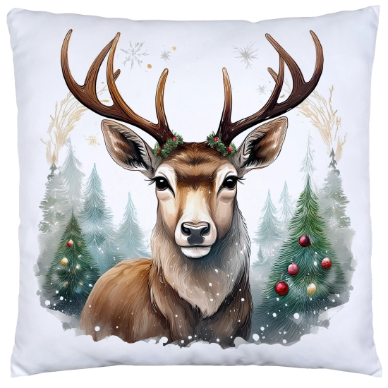 POSZEWKA DEKORACYJNA ŚWIĄTECZNA VELVET 40x40 WELUROWA ZIMOWA JELEŃ RENIFER