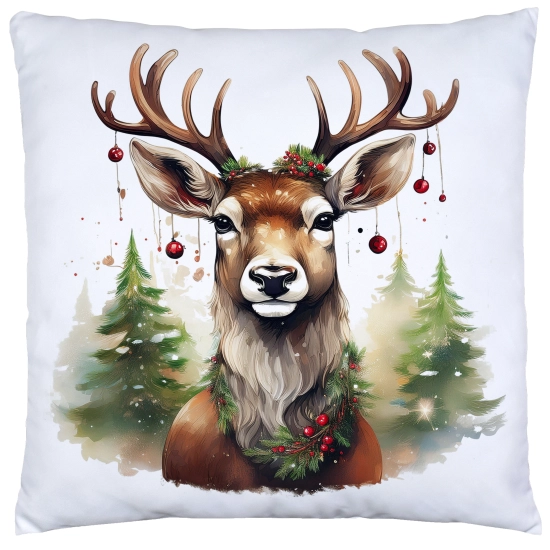 POSZEWKA DEKORACYJNA ŚWIĄTECZNA VELVET 40x40 WELUROWA ZIMOWA JELEŃ RENIFER