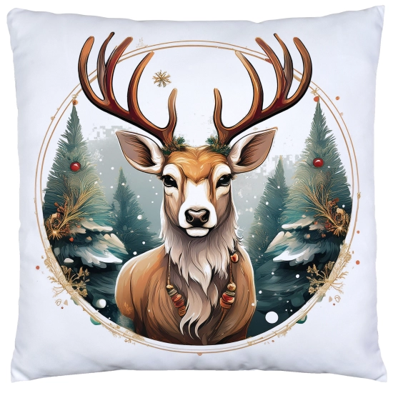 POSZEWKA DEKORACYJNA ŚWIĄTECZNA VELVET 40x40 WELUROWA ZIMOWA JELEŃ RENIFER