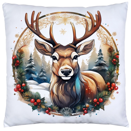 PODUSZKA DEKORACYJNA 40X40 ŚWIĄTECZNA PREZENT ZIMOWA OZDOBNA ŚWIĘTA RENIFER