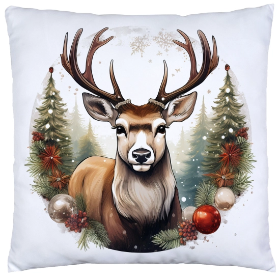 POSZEWKA DEKORACYJNA ŚWIĄTECZNA VELVET 40x40 WELUROWA ZIMOWA JELEŃ RENIFER