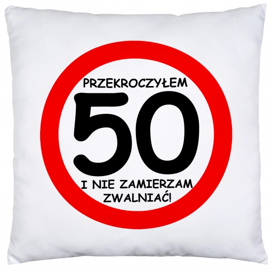 PODUSZKA 40x40 PREZENT URODZINY 50 PIĘĆDZIESIĄTKĘ