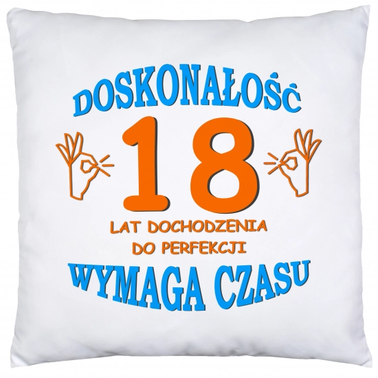 PODUSZKA 40x40 PREZENT URODZINY 18 OSIEMNASTKĘ
