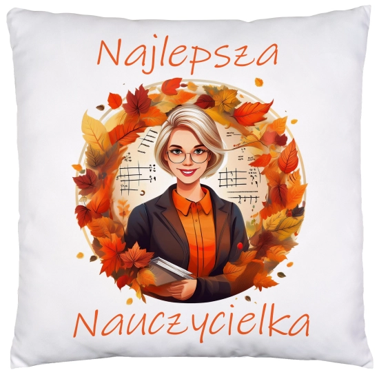PODUSZKA 40x40 DZIEŃ NAUCZYCIELA WYCHOWAWCA PREZENT NAUCZYCIEL JASIEK NAUCZYCIELKA POLSKIEGO MATEMATYKI MUZYKI