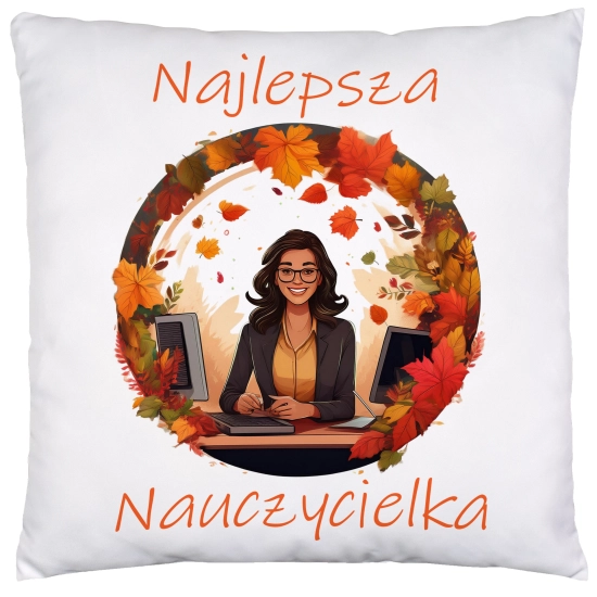 PODUSZKA 40x40 DZIEŃ NAUCZYCIELA WYCHOWAWCA PREZENT NAUCZYCIEL JASIEK NAUCZYCIELKA INFORMATYKI MATEMATYKI