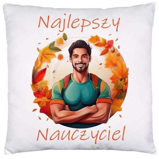 PODUSZKA 40x40 DZIEŃ NAUCZYCIELA WYCHOWAWCA PREZENT NAUCZYCIEL JASIEK NAUCZYCIELKA WF GEOGRAFI