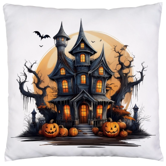 POSZEWKA DEKORACYJNA 40x40 JASIEK OZDOBNA HALLOWEENOWA HALLOWEEN DYNIA STRASZNY DWÓR DOM ZAMEK