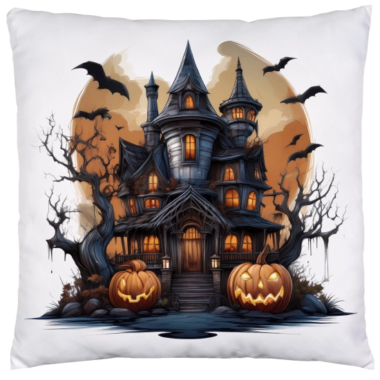 POSZEWKA DEKORACYJNA 40x40 JASIEK OZDOBNA HALLOWEENOWA HALLOWEEN DYNIA STRASZNY DWÓR DOM ZAMEK NIETOPERZE