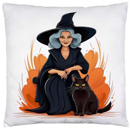 POSZEWKA DEKORACYJNA 40x40 JASIEK OZDOBNA HALLOWEENOWA HALLOWEEN DYNIA CZAROWNICA WIEDŹMA NIETOPERZE