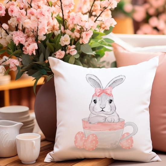 POSZEWKA WELUROWA WIELKANOCNA 40x40 JASIEK  WIOSENNA DEKORACYJNA KRÓLIK