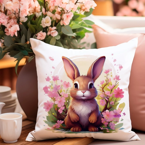 POSZEWKA WELUROWA WIELKANOCNA 40x40 JASIEK  WIOSENNA DEKORACYJNA ZAJĄC