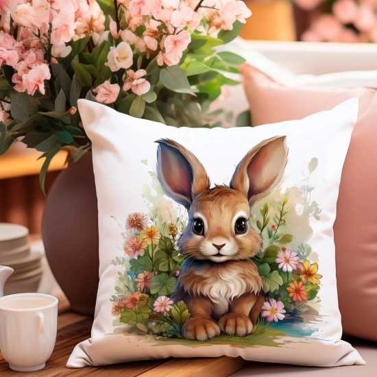 POSZEWKA WELUROWA WIELKANOCNA 40x40 JASIEK  WIOSENNA DEKORACYJNA ZAJĄC