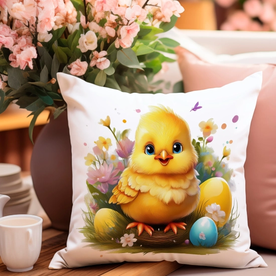 POSZEWKA WELUROWA WIELKANOCNA 40x40 JASIEK  WIOSENNA DEKORACYJNA KURCZAK