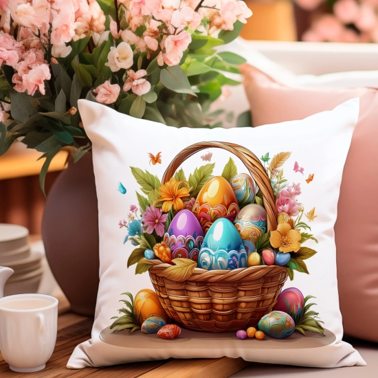 PODUSZKA WIOSENNA WIELKANOCNA 40x40 JASIEK WIELKANOC DEKORACYJNA KOSZYCZEK