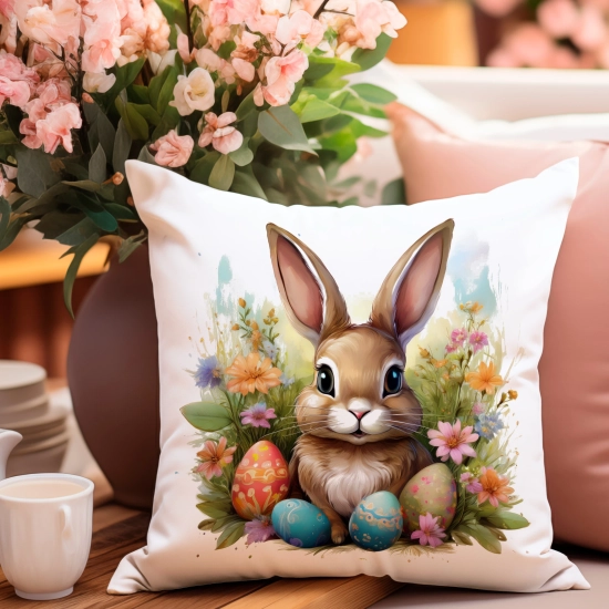 PODUSZKA WIOSENNA WIELKANOCNA 40x40 JASIEK WIELKANOC DEKORACYJNA ZAJĄC