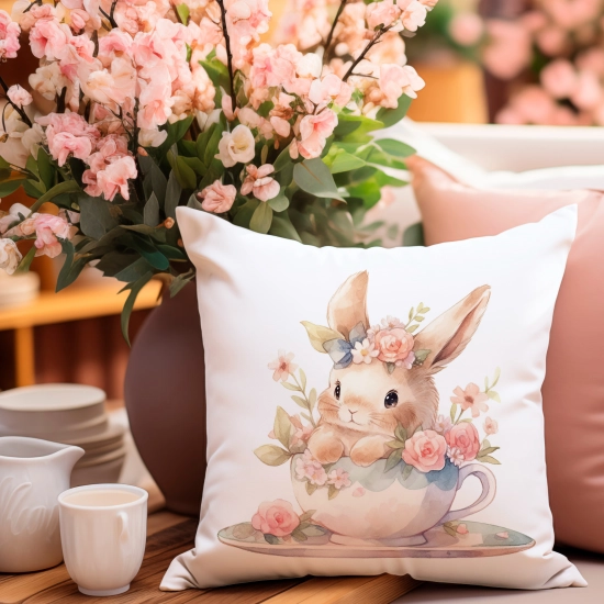 POSZEWKA WELUROWA WIELKANOCNA 40x40 JASIEK  WIOSENNA DEKORACYJNA KRÓLIK