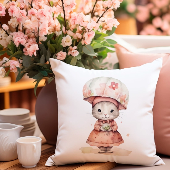 POSZEWKA WELUROWA WIELKANOCNA 40x40 JASIEK  WIOSENNA DEKORACYJNA KRÓLIK