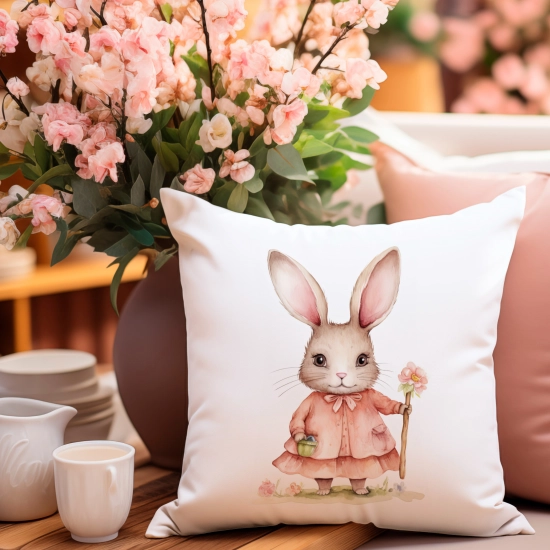 POSZEWKA WELUROWA WIELKANOCNA 40x40 JASIEK  WIOSENNA DEKORACYJNA KRÓLIK