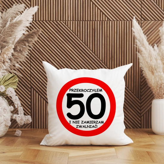 PODUSZKA 40x40 PREZENT URODZINY 50 PIĘĆDZIESIĄTKĘ