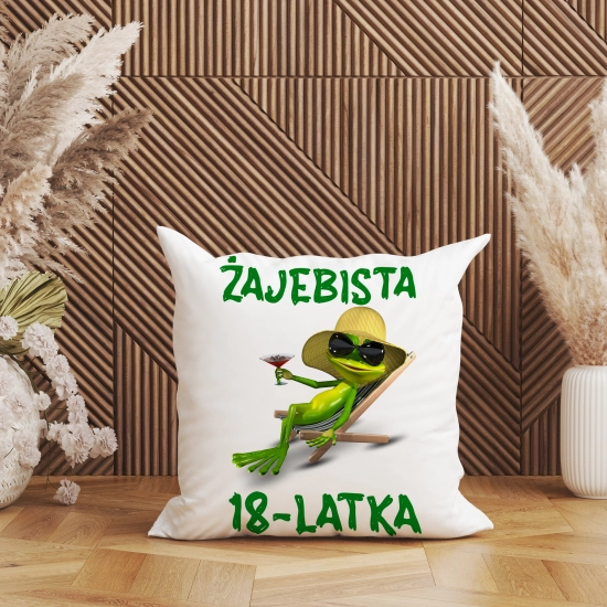 PODUSZKA 40x40 PREZENT URODZINY 18 OSIEMNASTKĘ