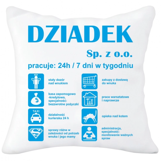 PODUSZKA 40x40 Z NADRUKIEM NA PREZENT DLA DZIADKA