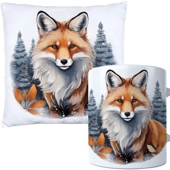 ŚWIĄTECZNY KOMPLET PODUSZKA 40x40 I KUBEK NA ŚWIĘTA MIKOŁAJ RENIFER PREZENT