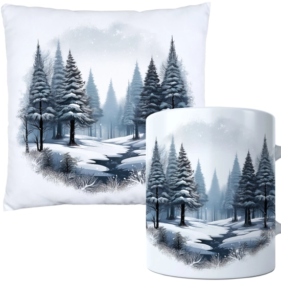 ŚWIĄTECZNY KOMPLET PODUSZKA 40x40 I KUBEK NA ŚWIĘTA MIKOŁAJ RENIFER PREZENT