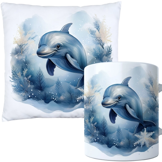 ŚWIĄTECZNY KOMPLET PODUSZKA 40x40 I KUBEK NA ŚWIĘTA MIKOŁAJ RENIFER PREZENT