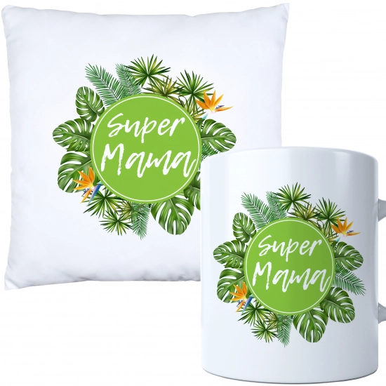 KOMPLET DLA MAMY PODUSZKA 40X40CM + KUBEK 330ml NA PREZENT DZIEŃ MATKI MAMA