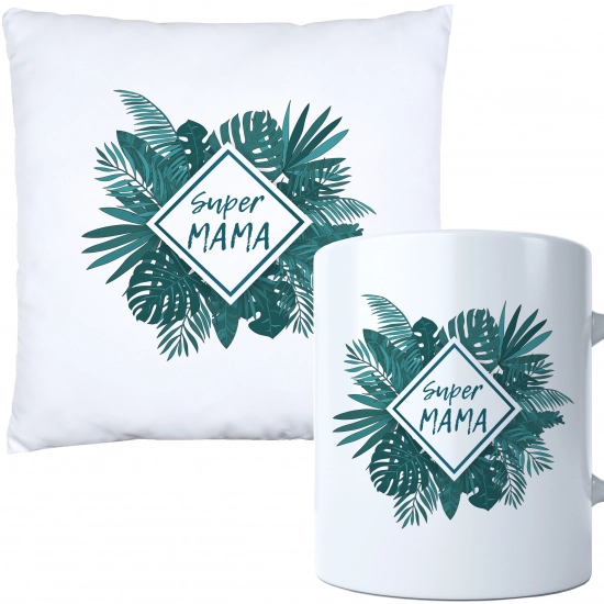 KOMPLET DLA MAMY PODUSZKA 40X40CM + KUBEK 330ml NA PREZENT DZIEŃ MATKI MAMA