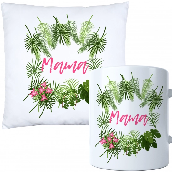 KOMPLET DLA MAMY PODUSZKA 40X40CM + KUBEK 330ml NA PREZENT DZIEŃ MATKI MAMA