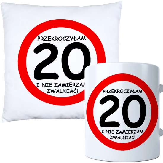 KOMPLET PODUSZKA KUBEK NA 20 URODZINY PREZENT