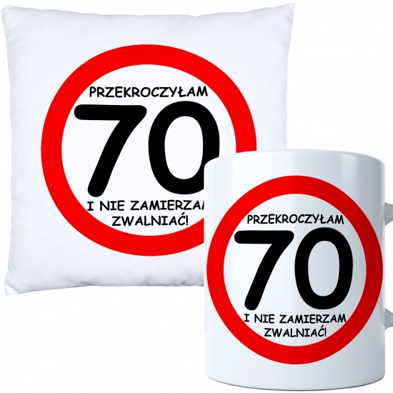 KOMPLET PODUSZKA KUBEK NA 70 URODZINY PREZENT