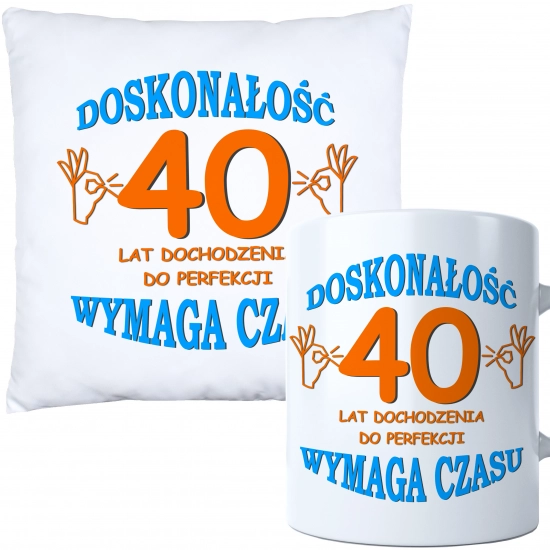 KOMPLET PODUSZKA KUBEK NA 40 URODZINY PREZENT