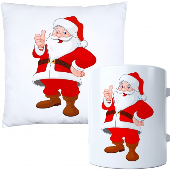 ŚWIĄTECZNY KOMPLET PODUSZKA I KUBEK Z DRUKIEM NA ŚWIĘTA MIKOŁAJA PREZENT