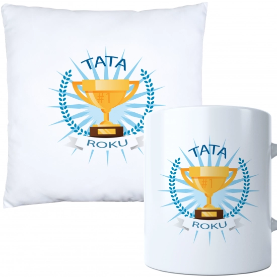 KOMPLET DLA TATY PODUSZKA 40X40CM + KUBEK 330ml NA PREZENT DZIEŃ OJCA TATA