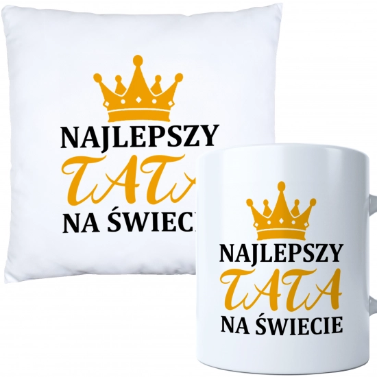 KOMPLET DLA TATY PODUSZKA 40X40CM + KUBEK 330ml NA PREZENT DZIEŃ OJCA TATA