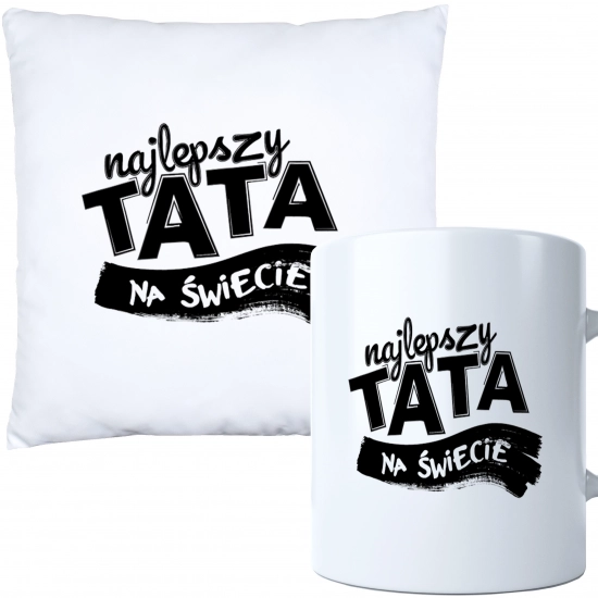 KOMPLET DLA TATY PODUSZKA 40X40CM + KUBEK 330ml NA PREZENT DZIEŃ OJCA TATA