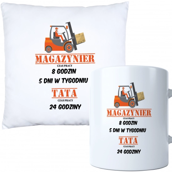 KOMPLET DLA TATY PODUSZKA 40X40CM + KUBEK 330ml NA PREZENT DZIEŃ OJCA TATA